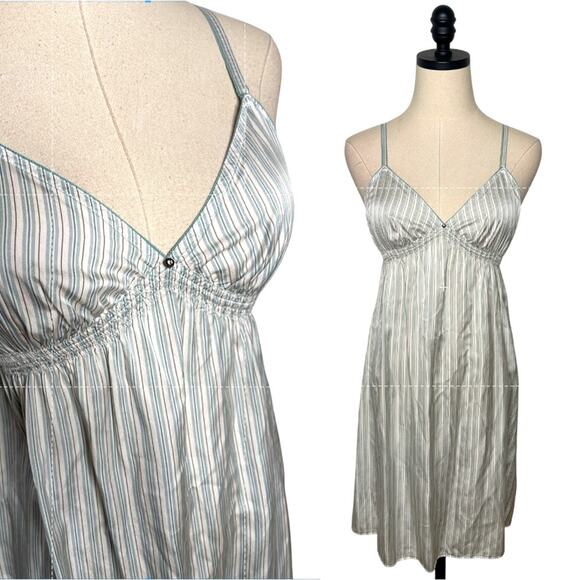 NEW! Victorias Secret M 100% SILK Slip Dress Babydoll Chemise Nightgown Sage - Picture 1 of 8